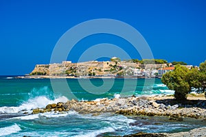 Rethimno city with the fortress of Fortezza, Crete. photo