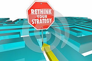 Rethink Your Strategy New Plan Maze Sign