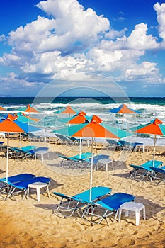 Rethymno city beach on Crete island