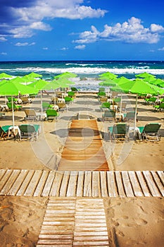 Rethymno city beach on Crete island