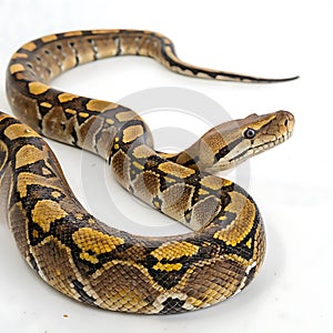 reticulated python in Transparent Background Closeup of a Boa Constrictor Showing Detailed Scales and Pattern