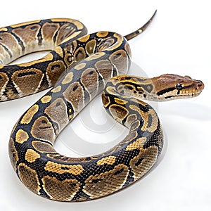 reticulated python in Transparent Background Closeup of a Boa Constrictor Showing Detailed Scales and Pattern