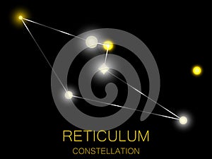 Reticulum constellation. Bright yellow stars in the night sky. A cluster of stars in deep space, the universe. Vector illustration photo