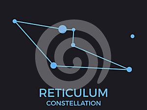 Reticulum constellation. Stars in the night sky. Cluster of stars and galaxies. Constellation of blue on a black background. photo