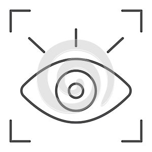 Retina scanner thin line icon, recognition and authentication, eye scan sign, vector graphics, a linear pattern