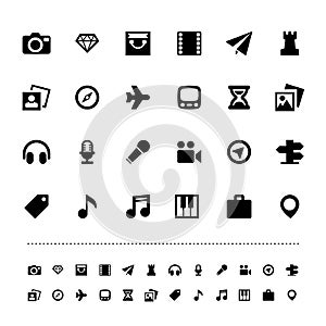 Retina travel and entertainment icon set