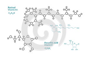 Retinol, Vitamin A1. Ascorbic Acid, Vitamin C, Ascorbate. The Structural Formula of a Chemical Compound