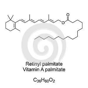 Retinyl palmitate, vitamin A palmitate, chemical formula