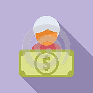 Retire compensation icon flat . Business money