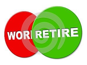 Retire Sign Shows Finish Work And Advertisement