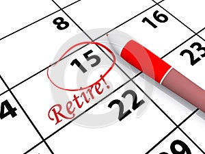 retire word on calendar