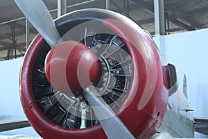 retired airplane propeller at the aerospace museum