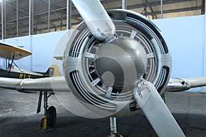 retired airplane propeller at the aerospace museum