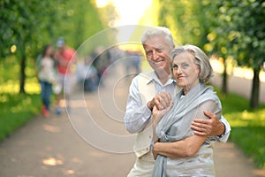 Retired couple in park photo