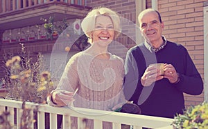 Retired couple on a terrace