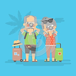 Retired couple on vacation.