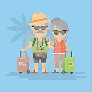 Retired couple on vacation.