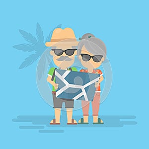 Retired couple on vacation.