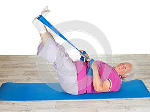 Retired lady doing exercises