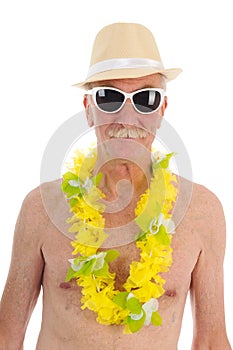 Retired man at the beach