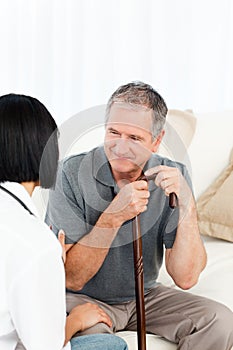 Retired man with his nurse