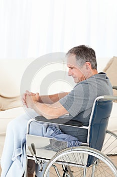 Retired man in his wheelchair