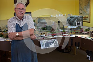 Retired man in workshop