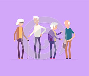 Retired people meeting - modern flat design style isolated illustration