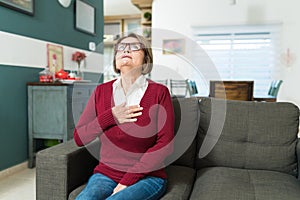 Retired Woman With Chest Pain At Home