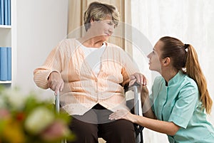 Retired woman having professional care