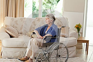 Retired woman in her wheelchair