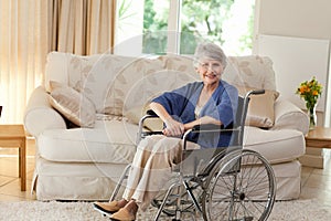 Retired woman in her wheelchair