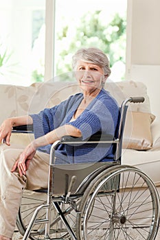 Retired woman in her wheelchair