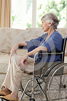 Retired woman in her wheelchair