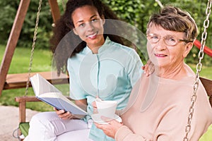 Retired woman spending leisure time