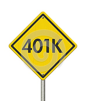 Retirement 401k risks message on warning road sign