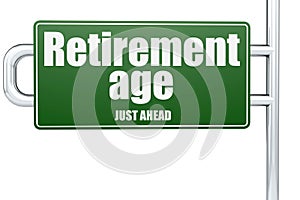 Retirement age word on green road sign