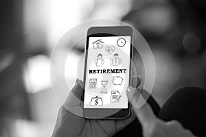 Retirement concept on a smartphone