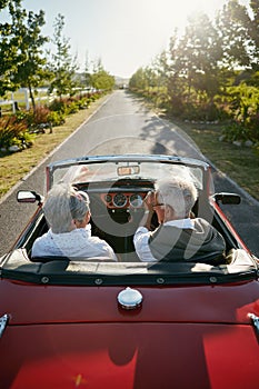 Retirement is even more fun that youve heard. a senior couple going on a road trip.