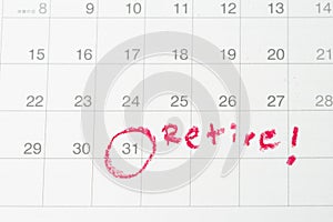 Retirement goal or financial freedom, planning for success salary man, important target red circle end of month day on calendar