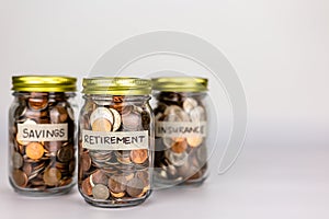 Retirement Money Glass Jar Concept