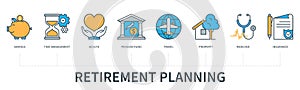 Retirement planning concept infographics
