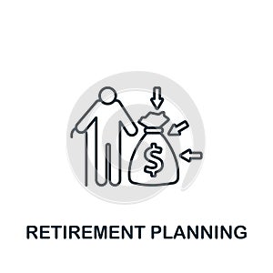 Retirement Planning icon. Line simple Insurance icon for templates, web design and infographics