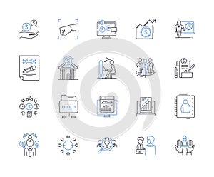 Retirement Planning line icons collection. Savings, Investments, Income, Security, Pension, Future, Assets vector and