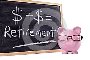 Retirement planning, Piggy Bank with pension fund growth calculation