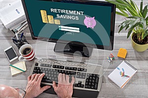 Retirement savings concept on a computer