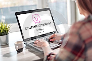 Retirement savings concept on a laptop screen