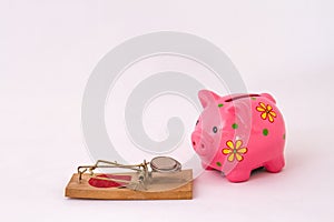 Retirement savings concept with piggy bank and coins