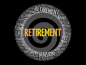 Retirement word cloud collage, concept background