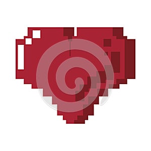 Retor videogame heart pixelated cartoon isolated